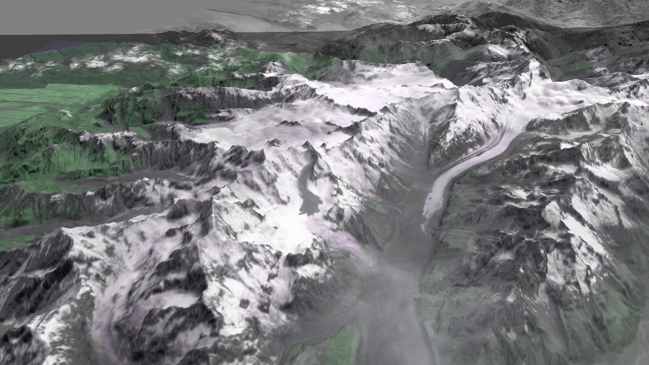 Mt. Dixon, Haast Rock Avalanche, New Zealand, 2013, satellite imagery, 3D perspective,