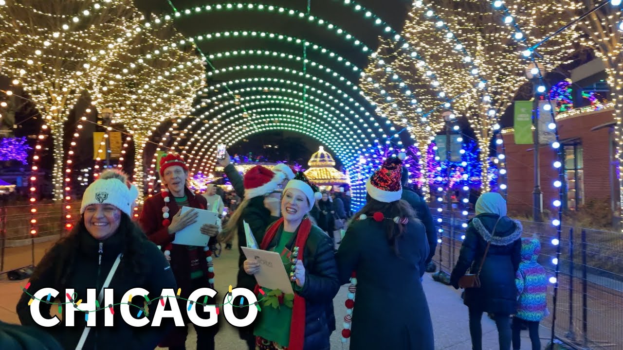 Chicago Christmas Walk 🎄✨ Lincoln Park Zoo Holiday Lights on Sunday | November 24, 2024 |  4K Video