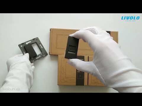 Розетка комбинированная livolo на 3 поста компьютерная rj45 и 2-е бытовые стекло, видео 2