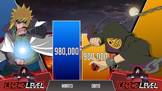 Minato vs Obito POWER LEVELS 🔥 ( Naruto Power Levels )