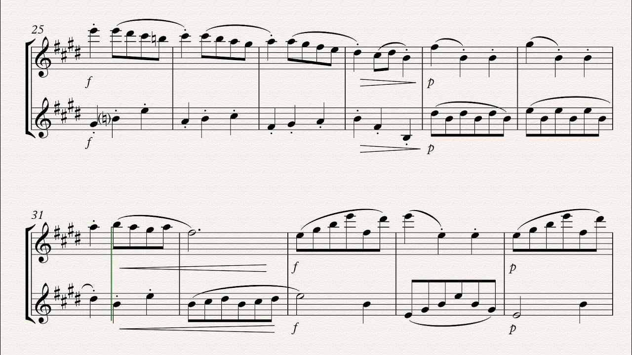 Score Minuet in G (Bach) Alto Sax and Baritone Sax (duet) YouTube