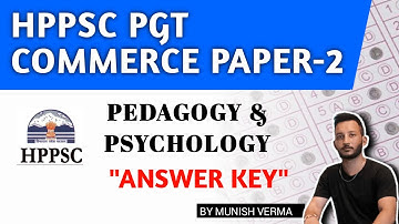 HPPSC PGT COMMERCE PAPER-2|| ANSWER KEY || SOLVED PAPER || 12 May 2024
