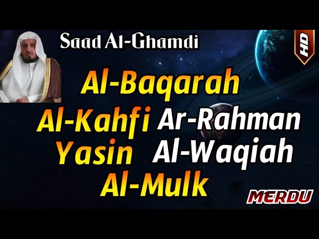Surah Al Baqarah,Al Kahfi,Yasin,Ar Rahman,Al Waqiah,Al Mulk Saad Al-Ghamdi, Al Quran Pengantar Tidur class=