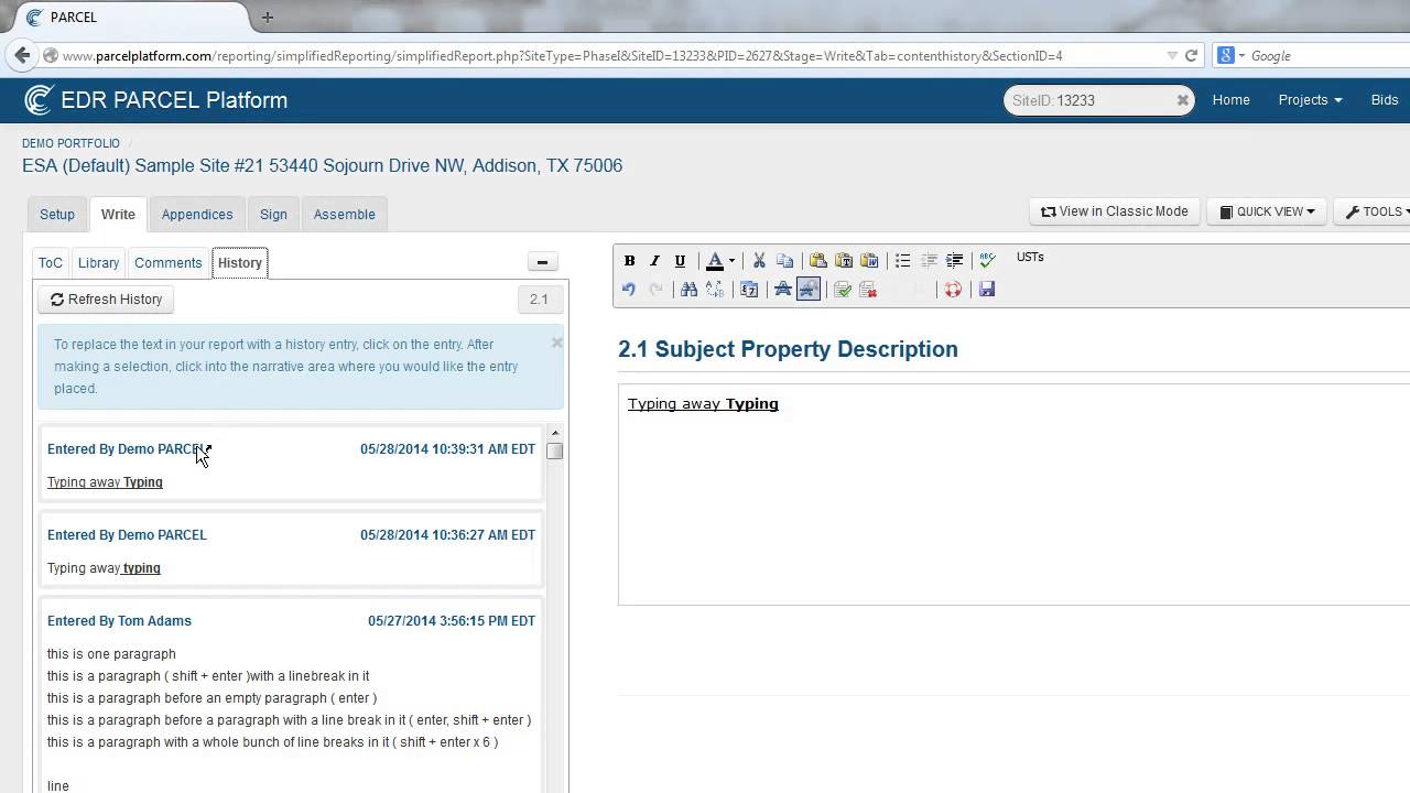 PARCEL History Sub-Tab - YouTube