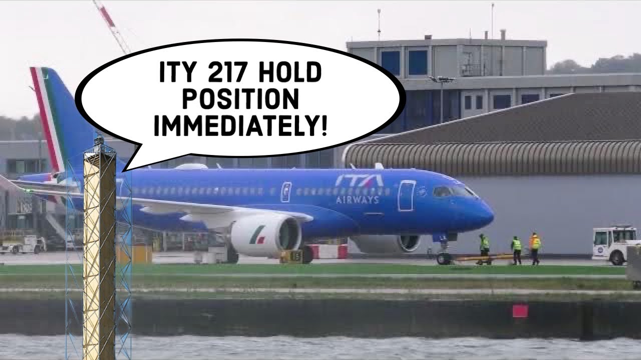 Новый самолет #A220 авиакомпании #ITA Airways застрял в городском аэропорту!