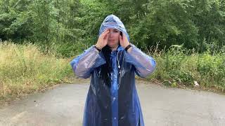 REGENPAAR-TRANSPARENT BLUE PVC RAINCOAT