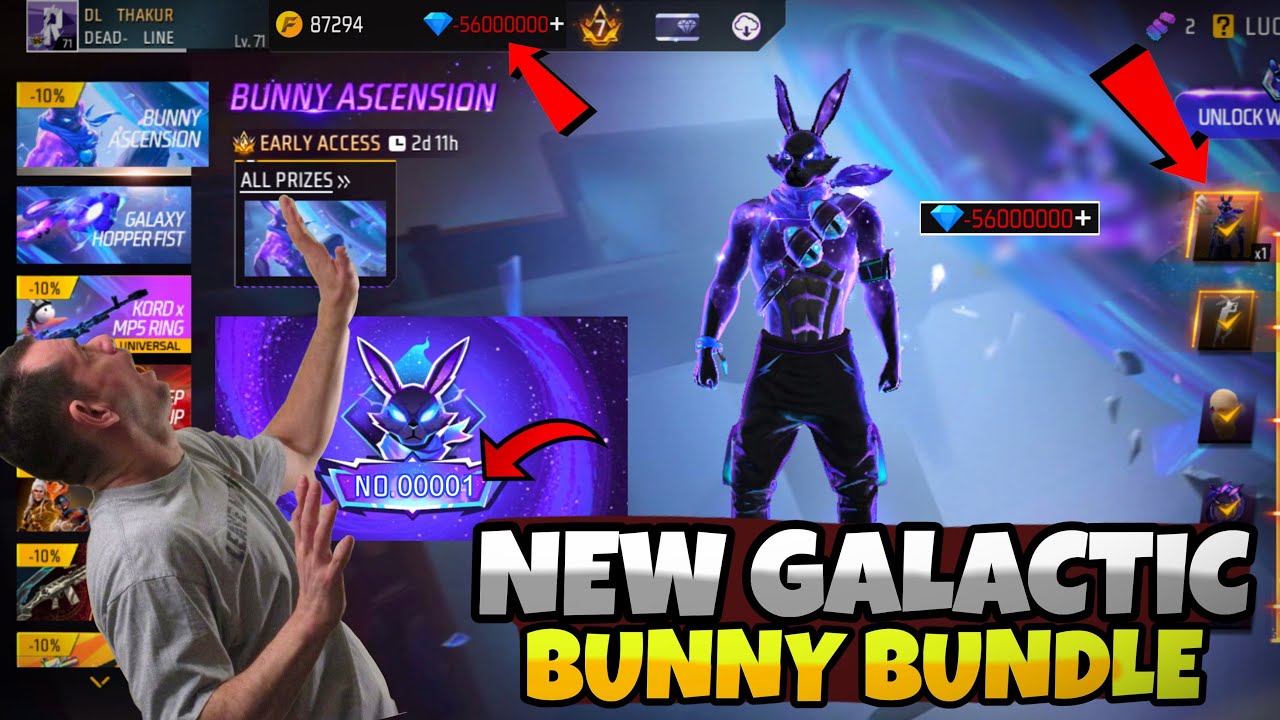 New Top Galactic Bunny Bundle 😍 Free Fire New Bunny Bundle Spin | FF New Bunny Bundle Kitne Me Nikla