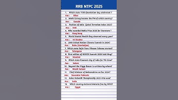 RRB NTPC 2025 current affairs | Current Affairs For Railway Exam | Current Affairs 2025 |