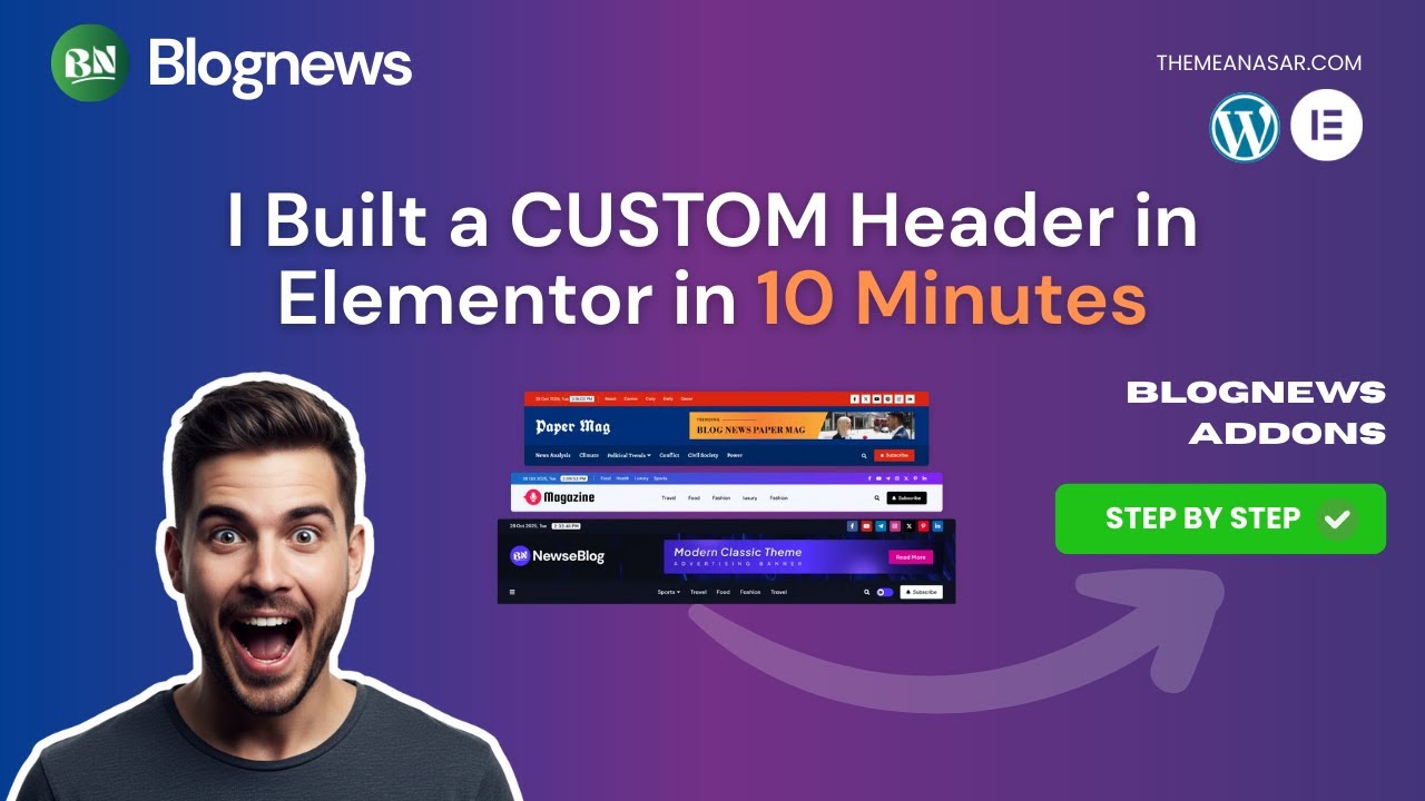 I Built a CUSTOM Header in Elementor in 10 Minutes (BlogNews Addons ...