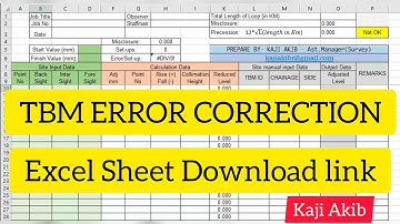 TBM Error Correction by Excel Sheet
