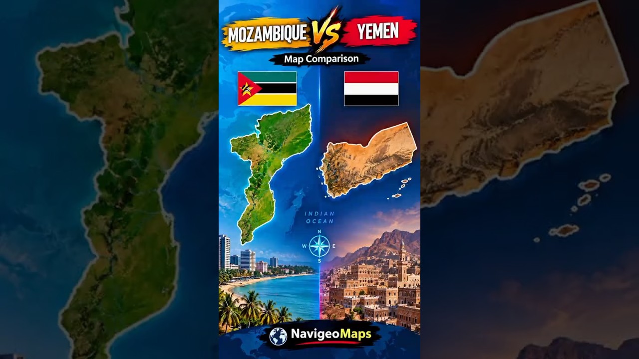 Mozambique 🇲🇿 vs Yemen 🇾🇪 | Country Map Comparison 🌍 #shorts