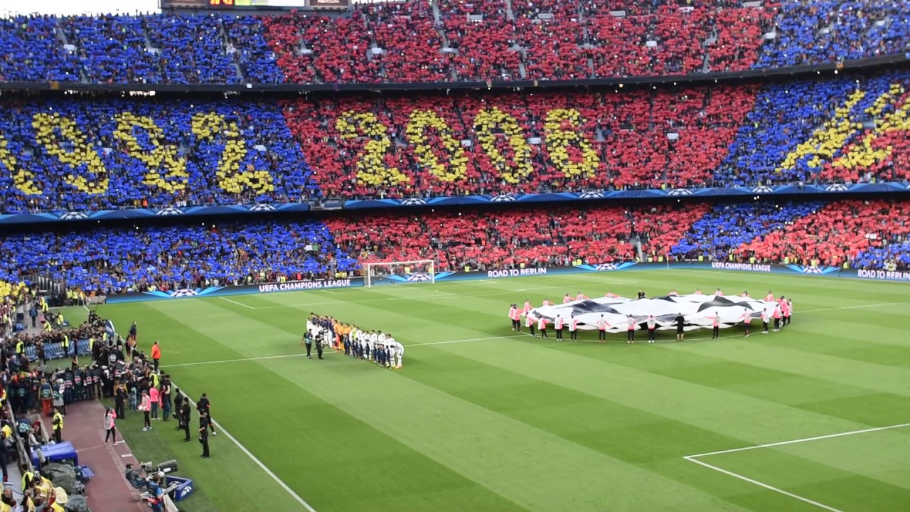 チャンピオンズリーグアンセム カンプノウ 現地映像 Uefa Cl Anthem Camp Nou Youtube