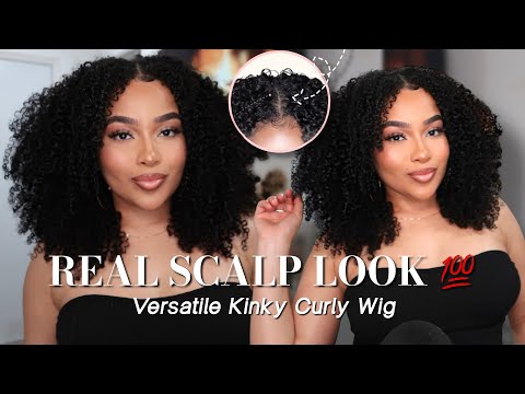 SCALP‼️ The Most Natural Upgrade Kinky Curly V Part Wig Ever! Ft UNice Hair