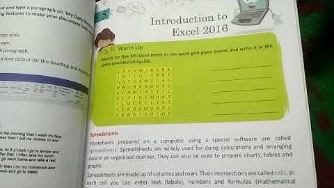 Class 5 Sub-computer ch 5 Introduction to Excel 2016