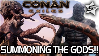 Conan Exiles Gameplay - Summoning The Gods Avatars Summoning Yog, Summoning Set, Summoning Mitra