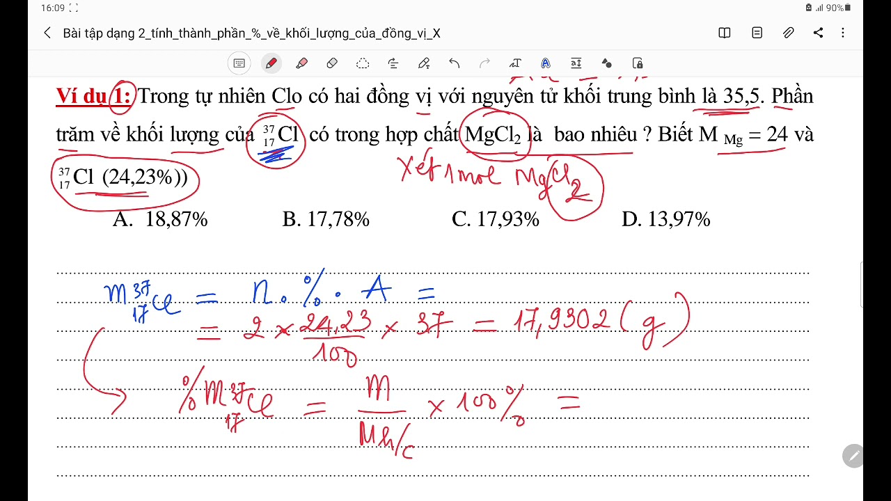 Bài tập tính thành phần phần trăm về khối lượng của đồng vị X có trong hợp chất | Hóa học 10