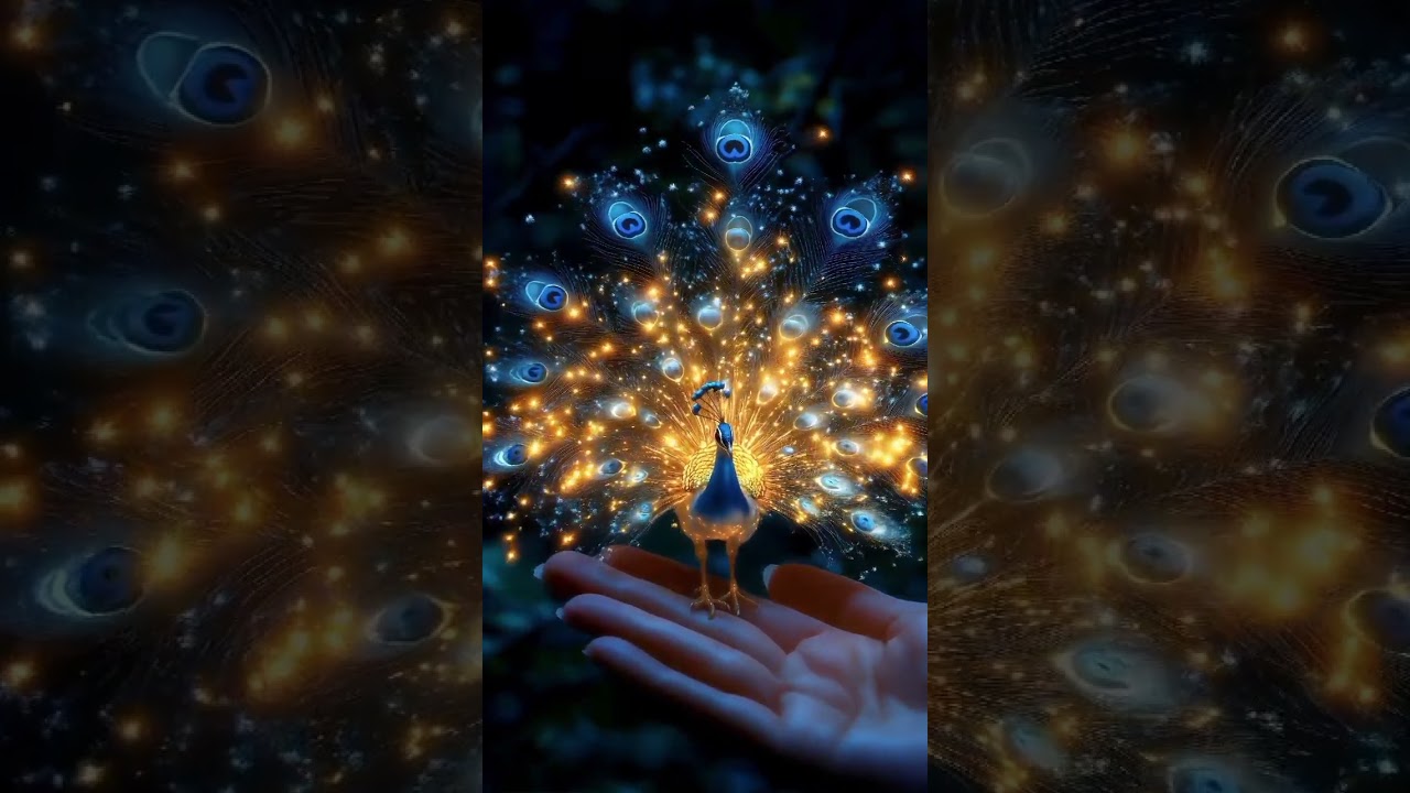 A magical  Miniature peacock on your plam and fingers#MagicalPeacocks#ai#art#cuteanimal#viralshort