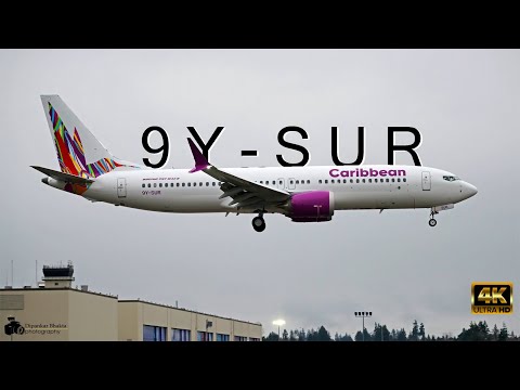 4K | 2022 Caribbean Airlines Latest Boeing 737-8 MAX (9Y-SUR) First Flight Missed Approach @ PAE