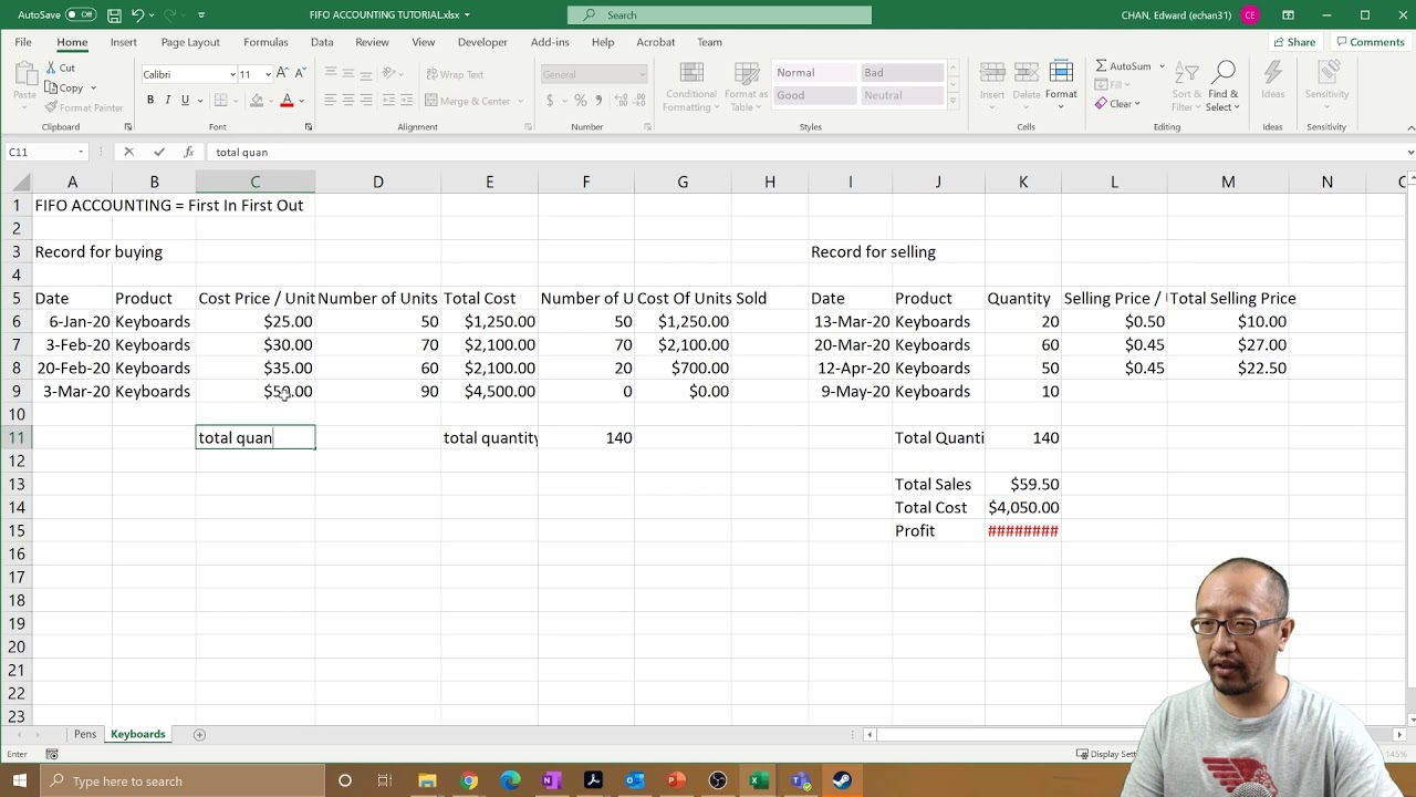 Excel Tutorial FIFO Accounting Part 3 (First In First Out) YouTube