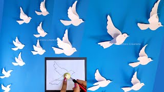 easy white Paper Bird wall decoration | How to make Paper Bird (5 minutes craft) screenshot 4