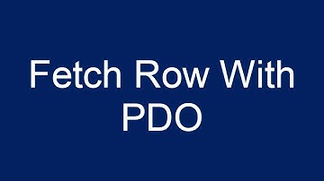 How to fetch row with PDO