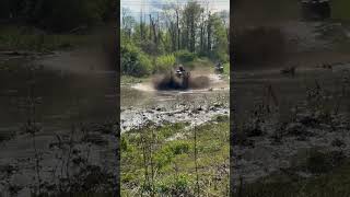 Out for a mud ride, rooster tailing around! #fourwheeling #muddin #wheelsinmud #kidsvideo