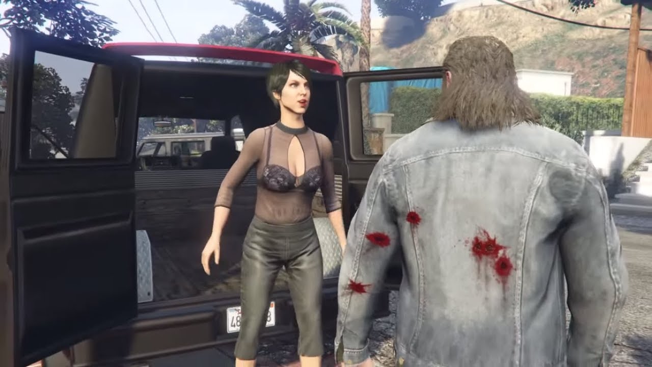 GTA V - Trevor rescues kidnapped Lost girl (random event) - no HUD free aim RP gameplay