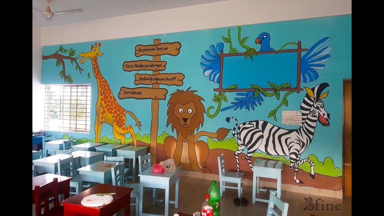Jungle Wall Painting For Kids Class Room YouTube