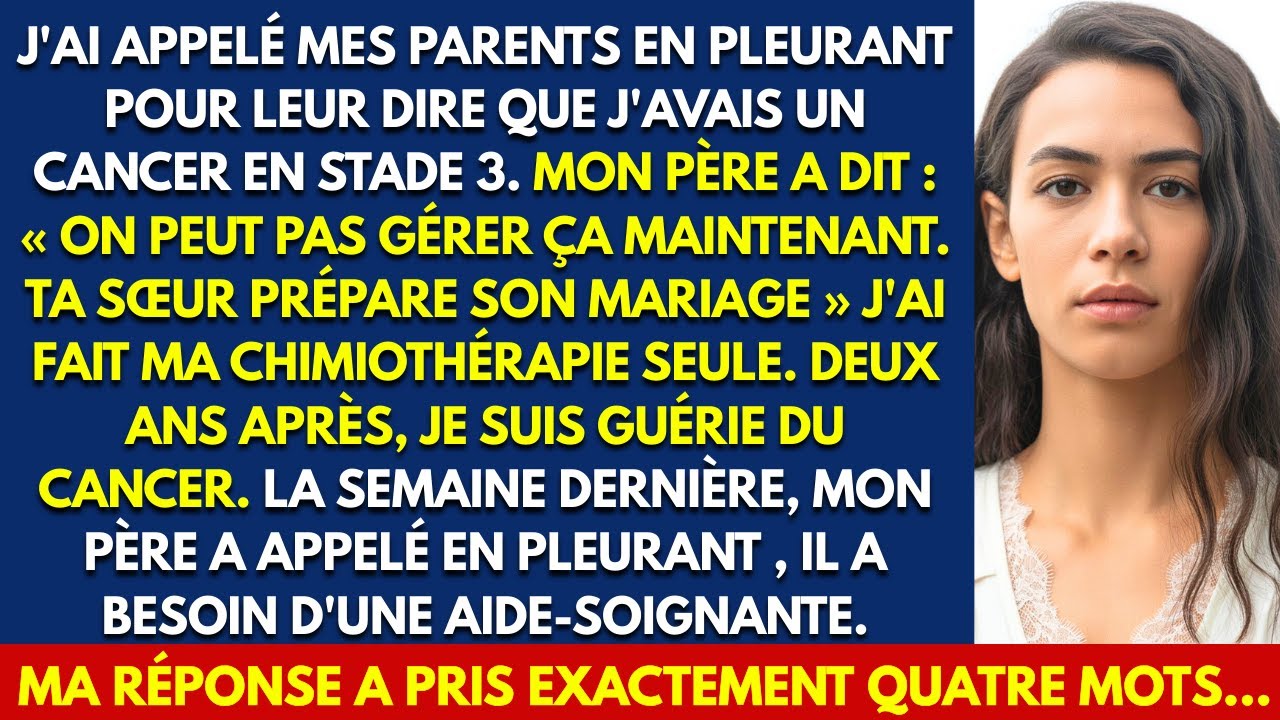J’ai annoncé à mes parents que j’avais un cancer du sein au stade trois. Après un long silence, ma mère a dit : « On ne peut pas gérer ça maintenant, ta sœur prépare son mariage. » Puis mon père a...