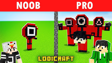 NOOB VS PRO: Squid Game Pink Soldier House Build Battle | Minecraft (Tagalog)