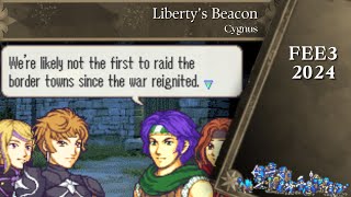 FEE3 2024: Libertys Beacon by Cygnus
Asaph is a young bandit in the Southern Daggers, a self-serving bandit group that prefers to steal first and ask questions later. When his group saves a wandering bard on the run from an ambitious noble, they bond over a common foe. With their homeland fractured by its lack of a royal family and their enemy seemingly more numerous by the day, can these two alter the course of history and lead the Falibrian Contingent to victory?
Build an army of bandits, knights and commoners alike as you lead your army against Lord Galeazzo and his inner circle. Liberate your homeland of Vrothia and unite the rebels of Taleezia to your cause! Your foes are great, but allies can be found in the strangest of places. Will you be the one to bear Libertys Beacon?
A FEBuilder hack by first time creator Cygnus focused more on creating a Vanilla GBA adjacent experience with very few skills.
Trailer by Trikki Nikki. Music from Fire Emblem Fates.
https://feuniverse.us/t/fe8-fire-emblem-libertys-beacon-4-wip/27589 FEE3 2024: Libertys Beacon by Cygnus