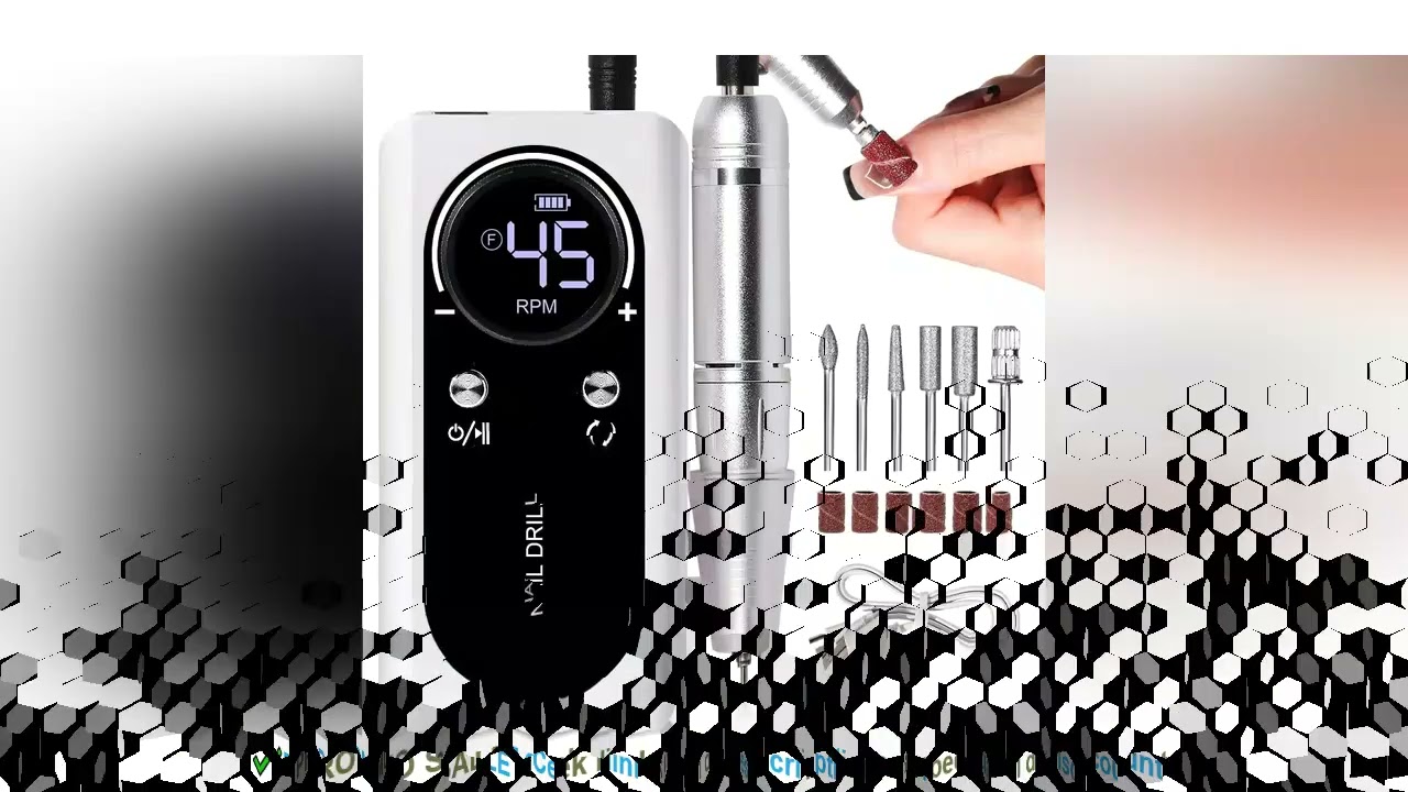 Professional 45000RPM Electric Portable Nail Drill Machine Rechargeable Low Noise Nail Sander File f