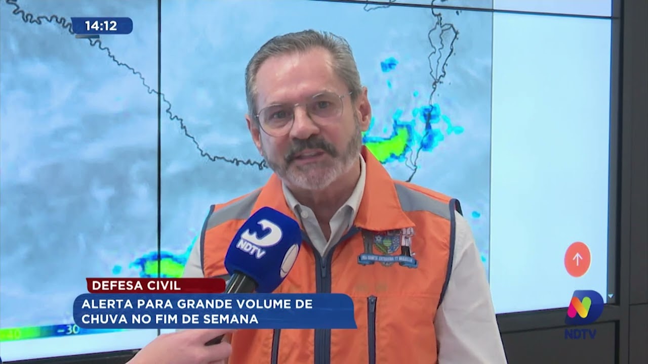 Defesa Civil: Alerta para grande volume de chuva no fim de semana