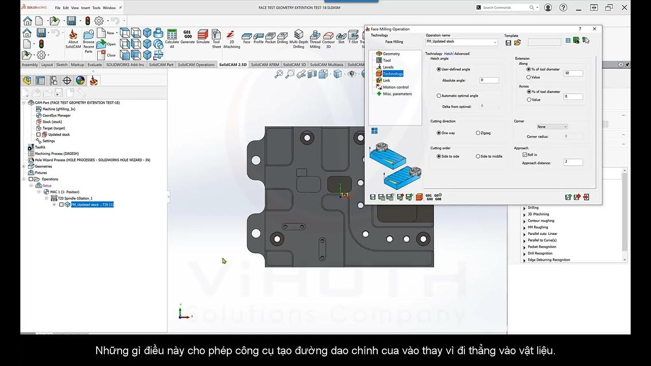 SolidCAM 2021 Face Milling Roll in Approach for Hatch SolidCAM