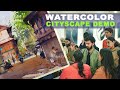 Watercolor scenery painting demo by shashank shukla at art exhibition  aifacs art gallery