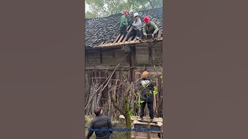 Old Roof Tile Removal: Workers Dismantle Traditional Roof – Heritage Preservation