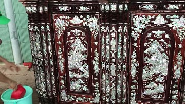Tủ thờ 19 trụ gỗ Cẩm lai cẩn ốc xà cừ đẹp đẹp.....