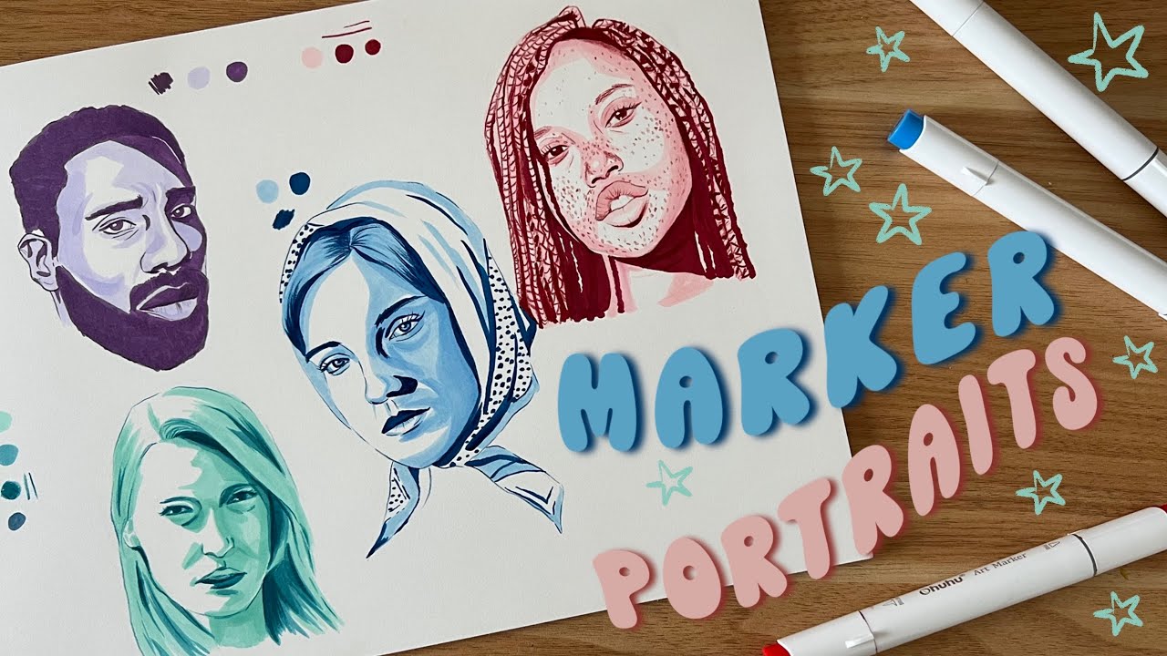 how to draw portraits with alcohol markers using two colors ☆ Ohuhu marker  refills 