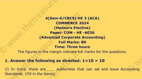 Advanced Corporate Accounting Question Paper 2024 [Gauhati University BCom 6 Sem,Paper:COM-HE-6036C]