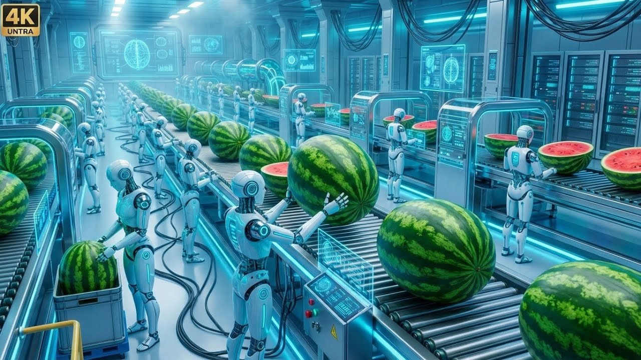 Inside Watermelon Factory | 1 Fruit Every 3 Sec | Production Line - YouTube