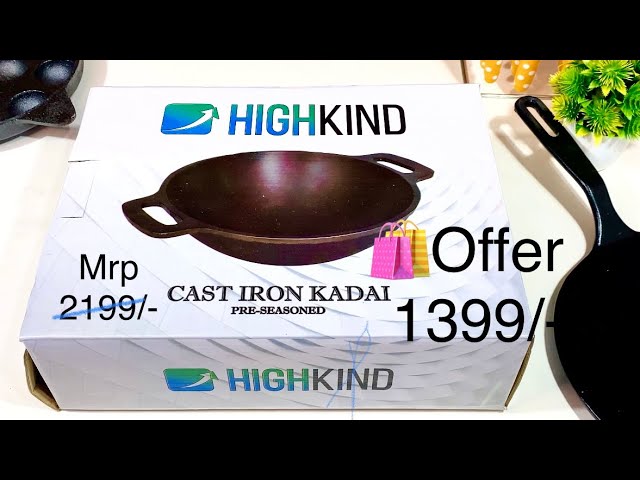  Highkind Pre-Seasoned Cast Iron Dosa Tawa with Premium