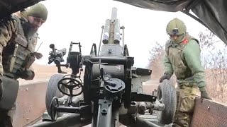 Работа скорострельного 82-мм миномёта 2Б9 Василёк на Украине
