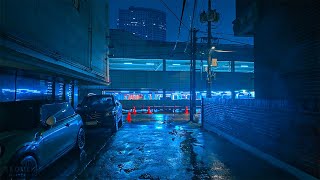 [4K HDR] Walking in the Rain in Gangnam, Seoul Binaural City Sounds and Rain Ambience