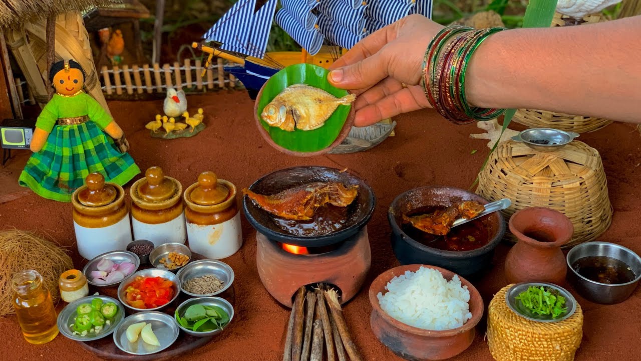 Tiny Dry Fish (Full) Fry + Dry Fish Gravy | Traditional Gravy Recipe | Village Food | The Tiny Foods