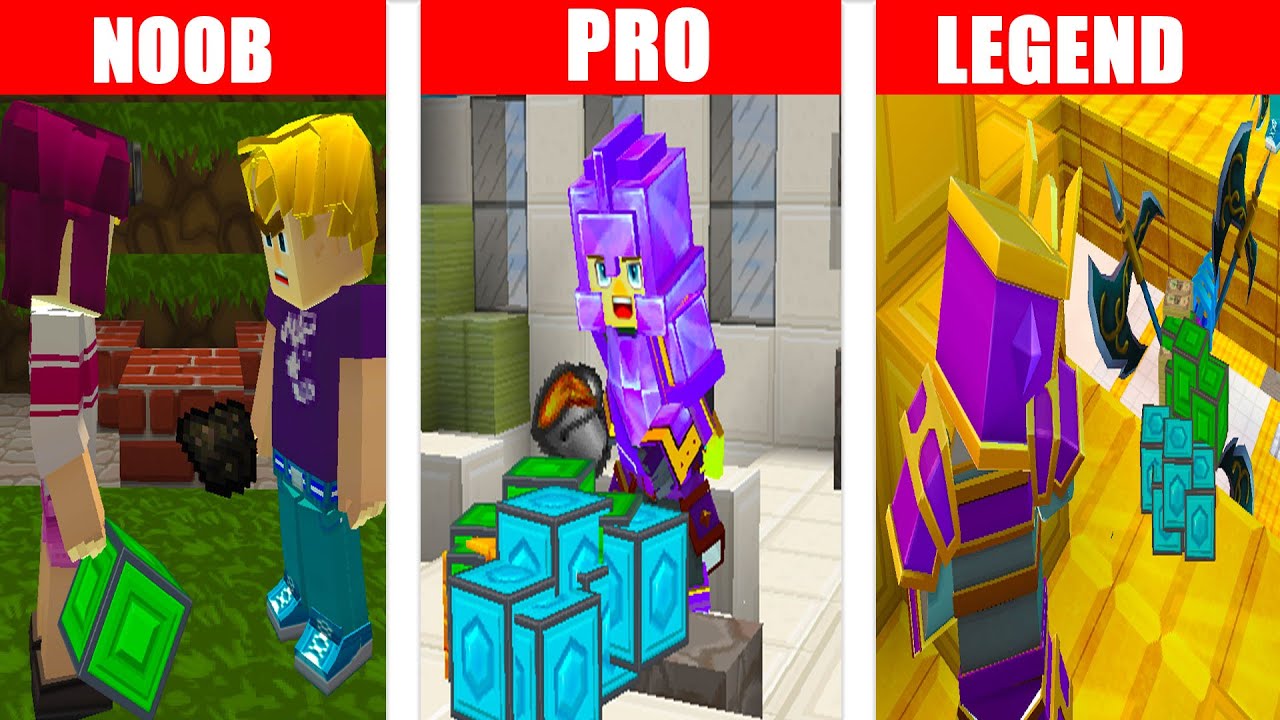 Blockman Go NOOB vs PRO vs LEGEND: SCAMMING LEVELS IN SKYBLOCK