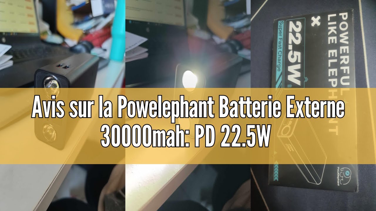 Power Bank 30000mAh 22.5W PD | Charge Rapide, 3 Sorties, Lampe Torche LED | Grande Capacité Portable