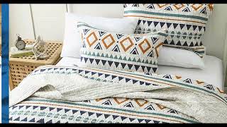 SahSahCasa Quilt King Size, 100% Cotton Boho Quilt, King Quilt Bedding Set