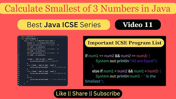 Java Program to Find the Smallest of 3 Numbers | Solved Class 10 ICSE Java Programs | (Hindi)