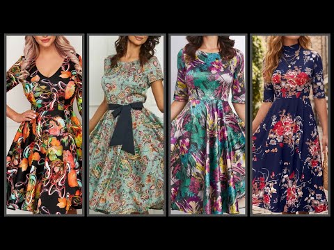 Fashionable ❤️❤️❤️❤️Silk Printed Skater Dresses | Elegant Party Style Inspiration