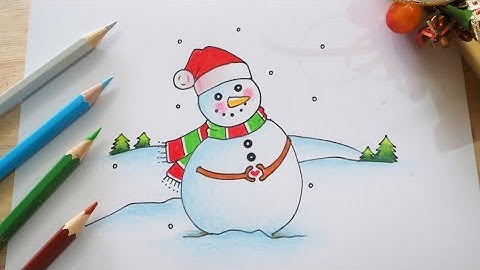 วิธีวาดรูป สโนว์แมน ตุ๊กตาหิมะ แบบง่ายๆ ⛄ | How to draw Snowman | Merry Christmas
